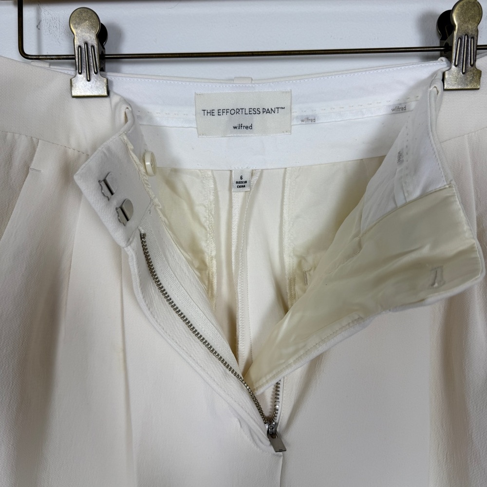 Aritzia Wilfred Effortless Pant 25” inseam Ivory Wide Leg Trouser Size 6 NWOT - Picture 7 of 9